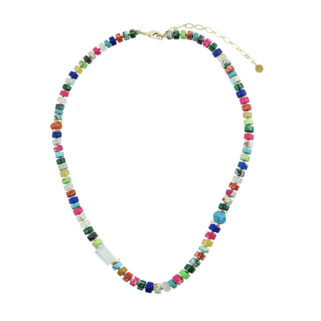 MULTICOLOR STONE STRAND COLLAR NECKLACE